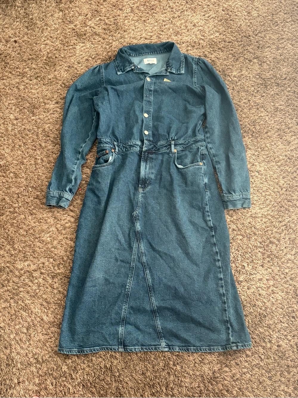 Rails Denim Button-Up Midi Dress with decorative pin Size Large